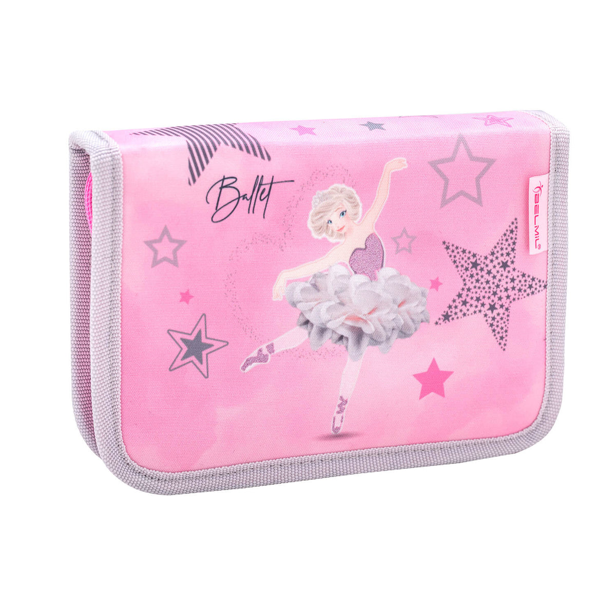 Classy Ballet Light Pink schoolbag set 4 pcs arranged in a trendy display, ideal for young schoolgirls, part of the Ergonomic School Bag Set for Girls – Belmil Classy Ballet Light Pink (4 pcs).