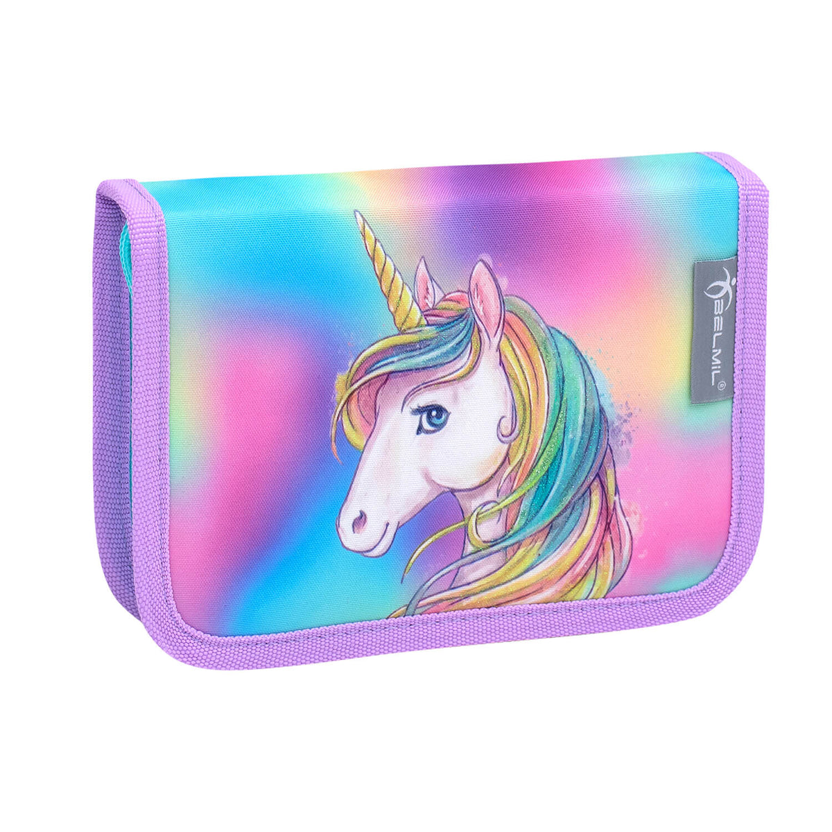 Ergonomic School Bag Set for Girls – Belmil Classy Rainbow Color in a bright outdoor setting, perfect for first graders.