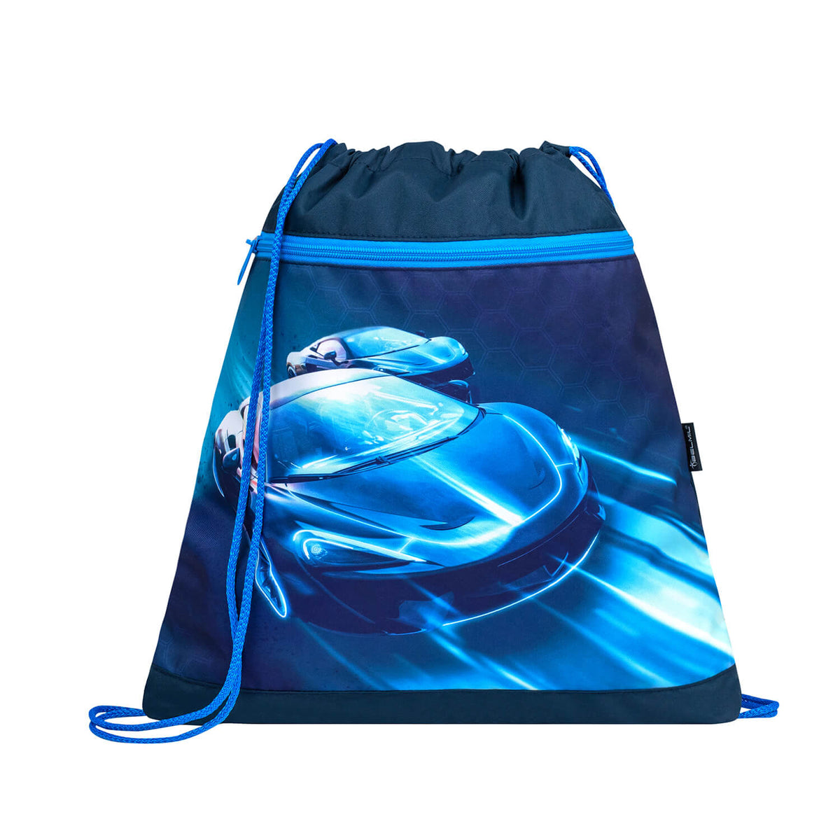 Complete look of the Ergonomic School Bag Set for Boys– Belmil Classy Racing Blue Neon (4 pcs) ready for back-to-school season.