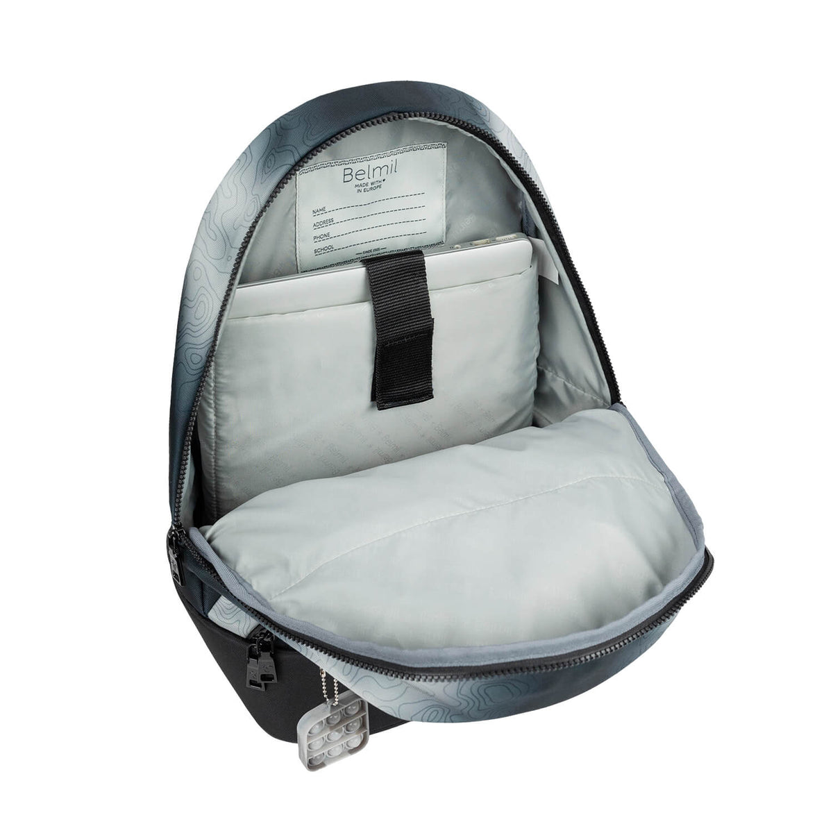 Premium Backpack & Fanny Pack Black Grey Schoolbag 2pcs.