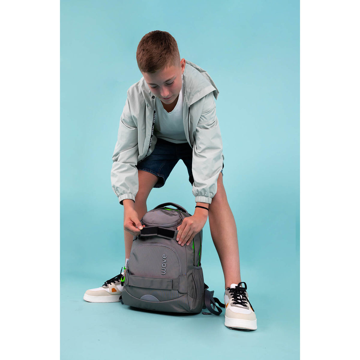 Wave Infinity Move Lime Grey school backpack