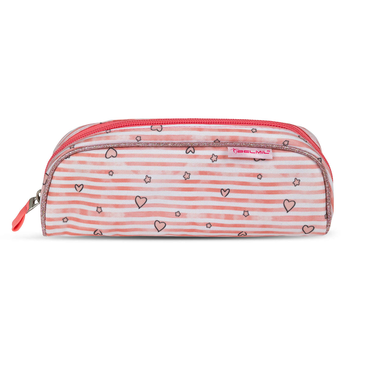 A young girl happily carrying the Ergonomic School Bag Set for Girls – Belmil Classy Little Bunnies (4 pcs) designed for comfort and style.