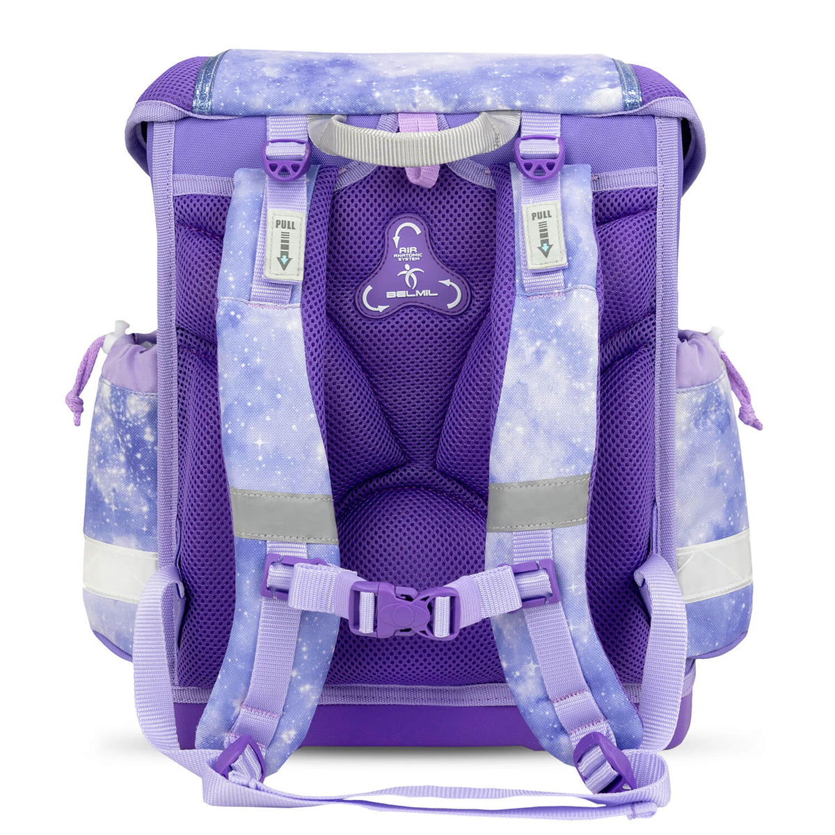 Ergonomic School Bag Set for Girls – Belmil Classy Mistyc Luna (4 pcs) featuring reflective elements for child safety.