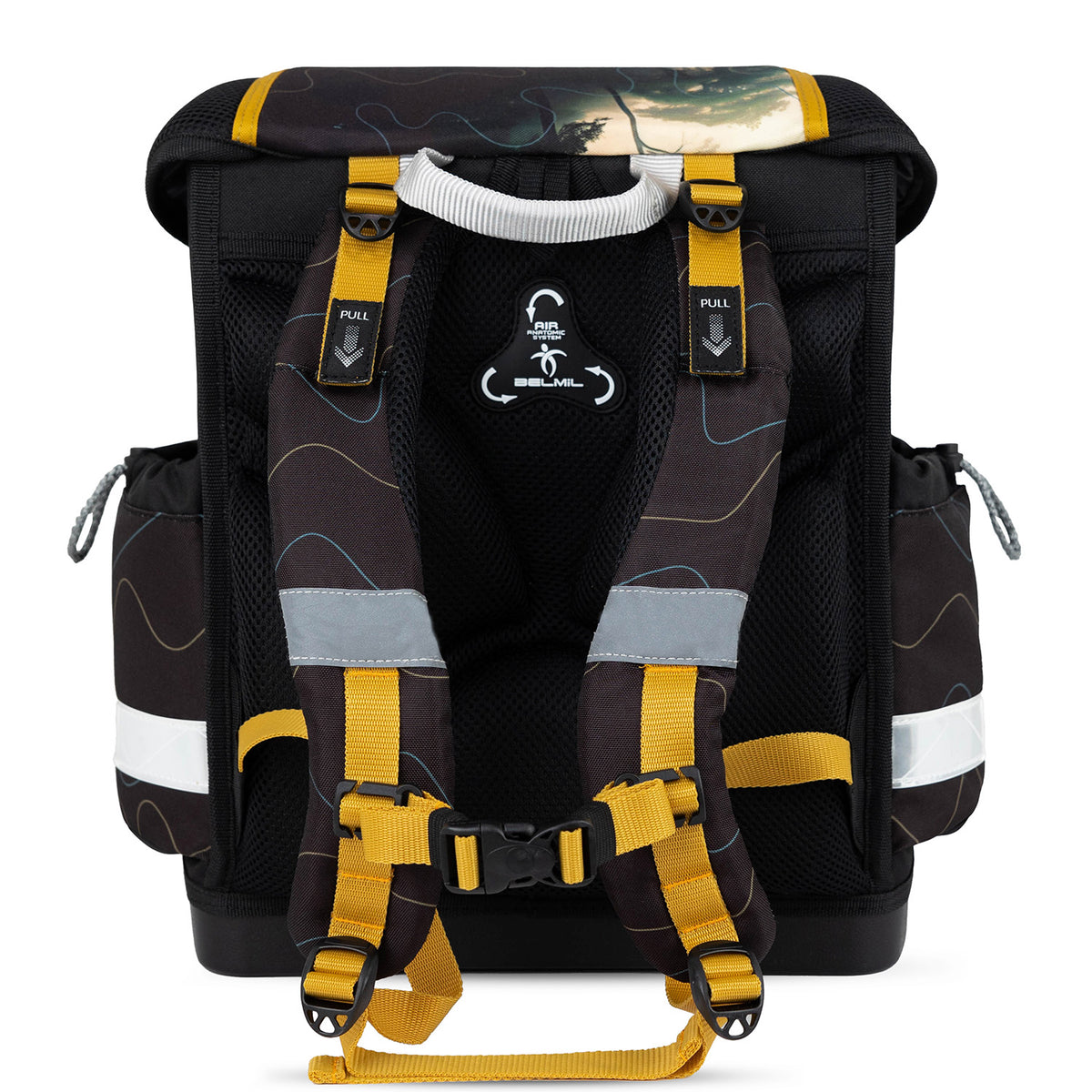 The Ergonomic School Bag Set for Boys– Belmil Classy Roar Storm (4 pcs) showing the spacious box pencil case included.