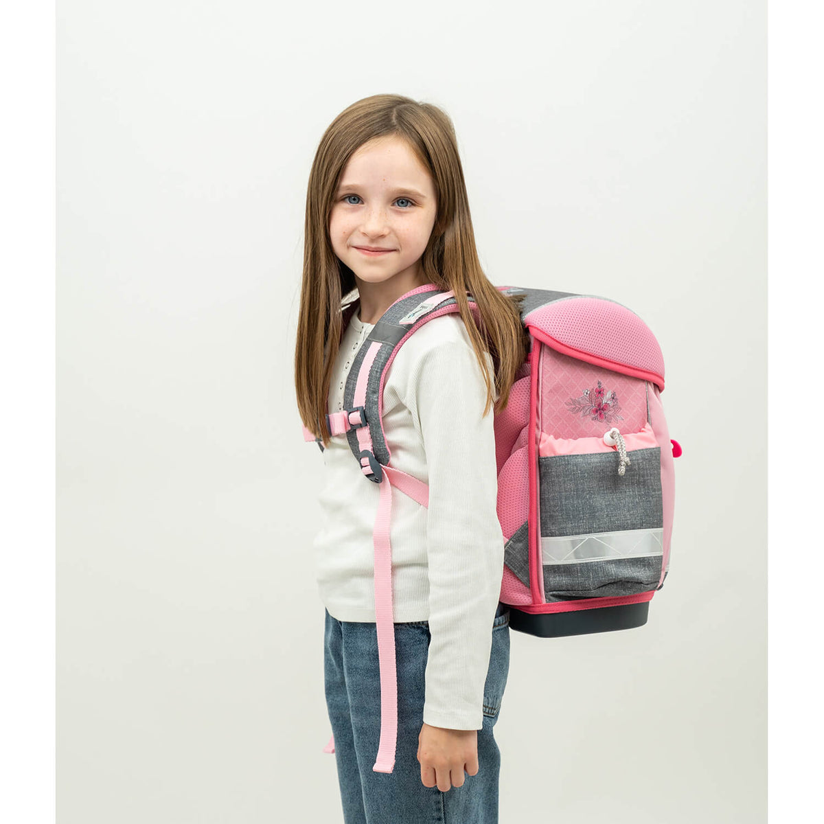Ergonomic School Bag Set for Girls – Belmil Classy Elegant (4 pcs) featuring the comfortable design and padded shoulder straps.