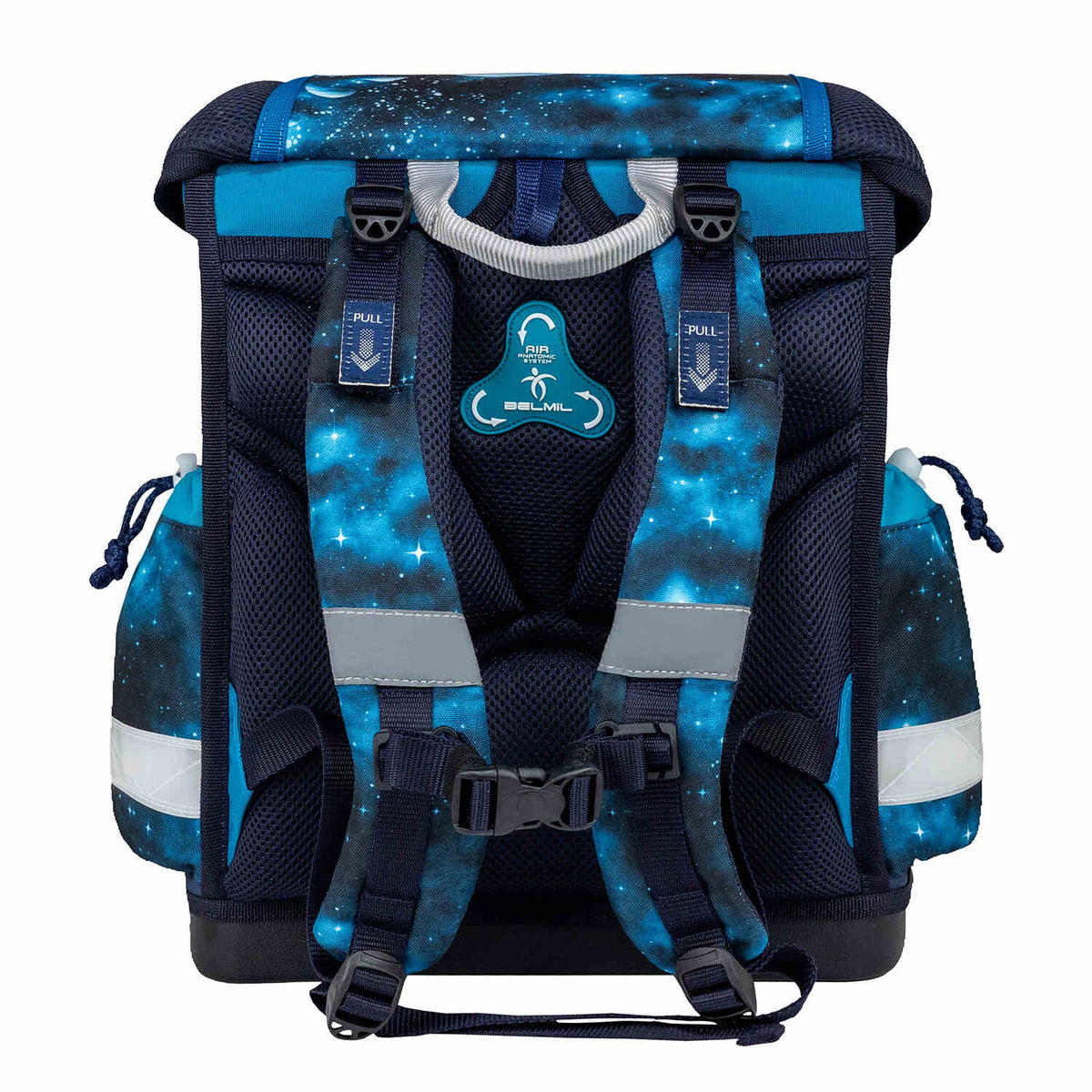 The Ergonomic School Bag Set for Boys – Belmil Classy Infinity Space (5 pcs) featuring colorful astronaut and rocket motifs.