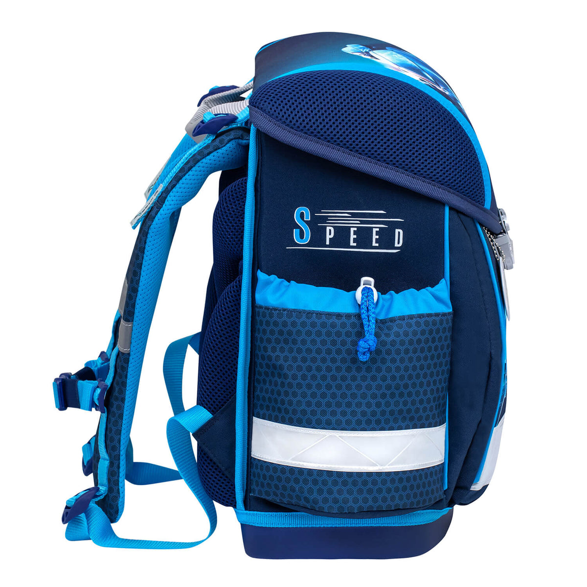 Kids using the Ergonomic School Bag Set for Boys– Belmil Classy Racing Blue Neon (4 pcs) while at school, perfect for first graders.