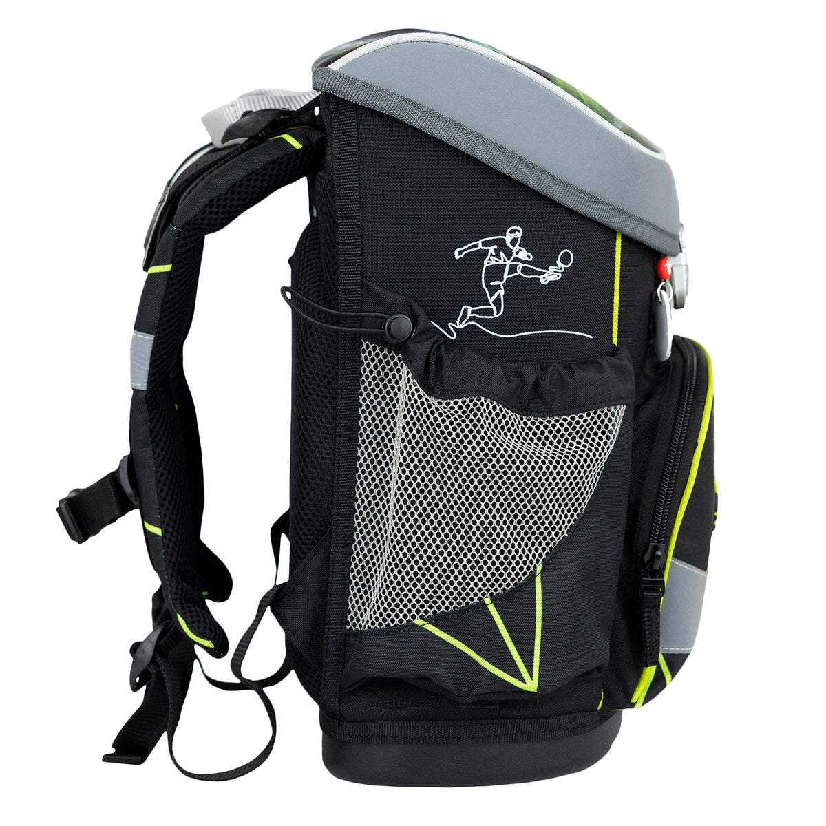 Interior layout of the Belmil Mini-Fit Ergonomic School Bag Set “Champion's Kick” showcasing ample pockets for organization in this 5-Piece School Starter Set for Boys.