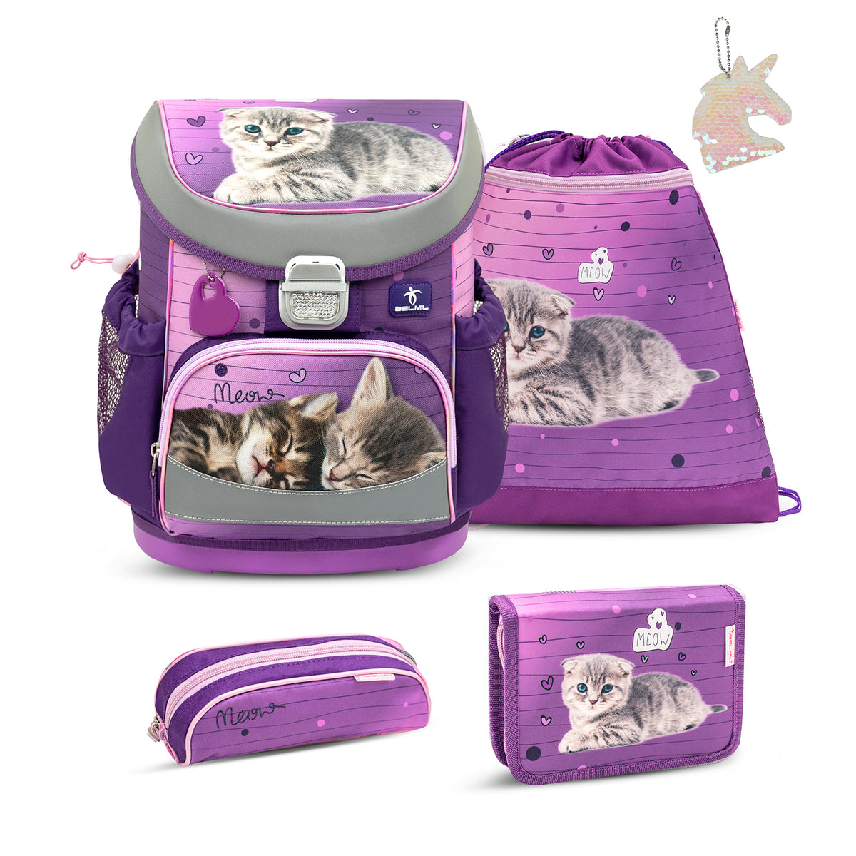 Mini-Fit Little Caty schoolbag set with keychain 5 pcs