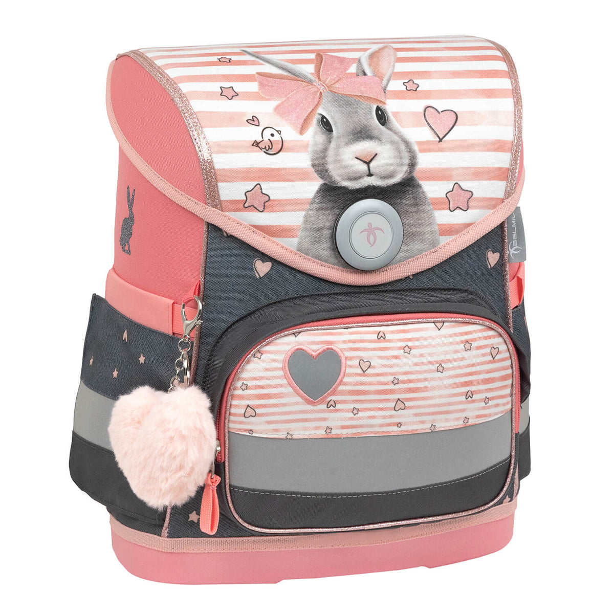 Belmil Compact Ergonomic School Bag Set 'Little Bunnies' Design + Unicorn Raincoat – 5-Piece Set for Girls displaying the gym bag included in the set.