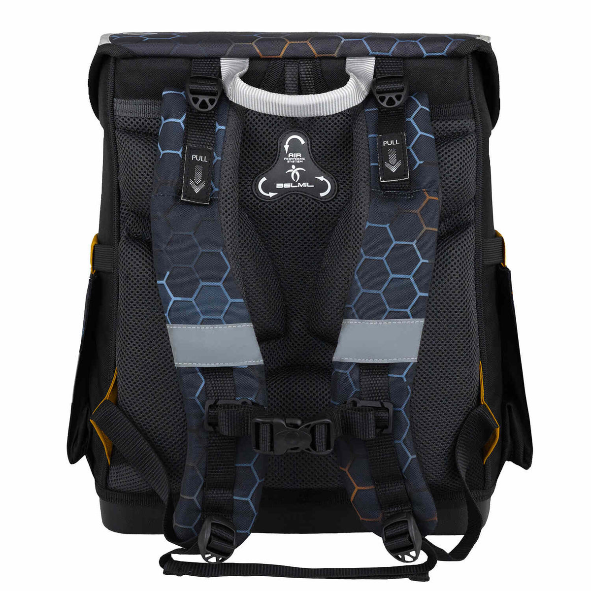 Side pockets of the Belmil Compact Dragon School Bag Set – 5-Piece Ergonomic Backpack with AGR Certificate, Fidlock Buckle & 4 Decorative Patches designed for snacks or water bottles.
