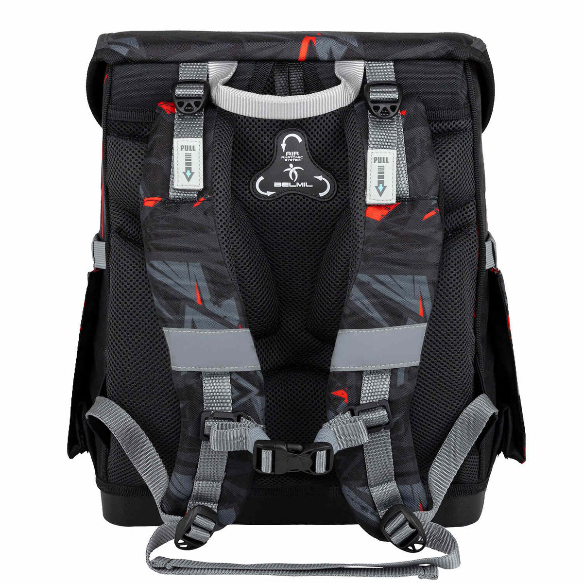 Belmil Compact Ninja School Bag Set – 5-Piece Ergonomic Backpack with AGR Certificate, Fidlock Buckle & 4 Decorative Patches including gym bag and pencil pouch accessories.