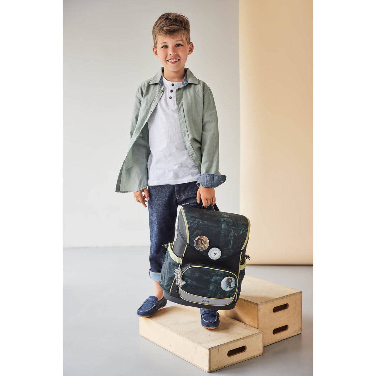 Premium Compact Plus Grey Stone Schoolbag set 5pcs.