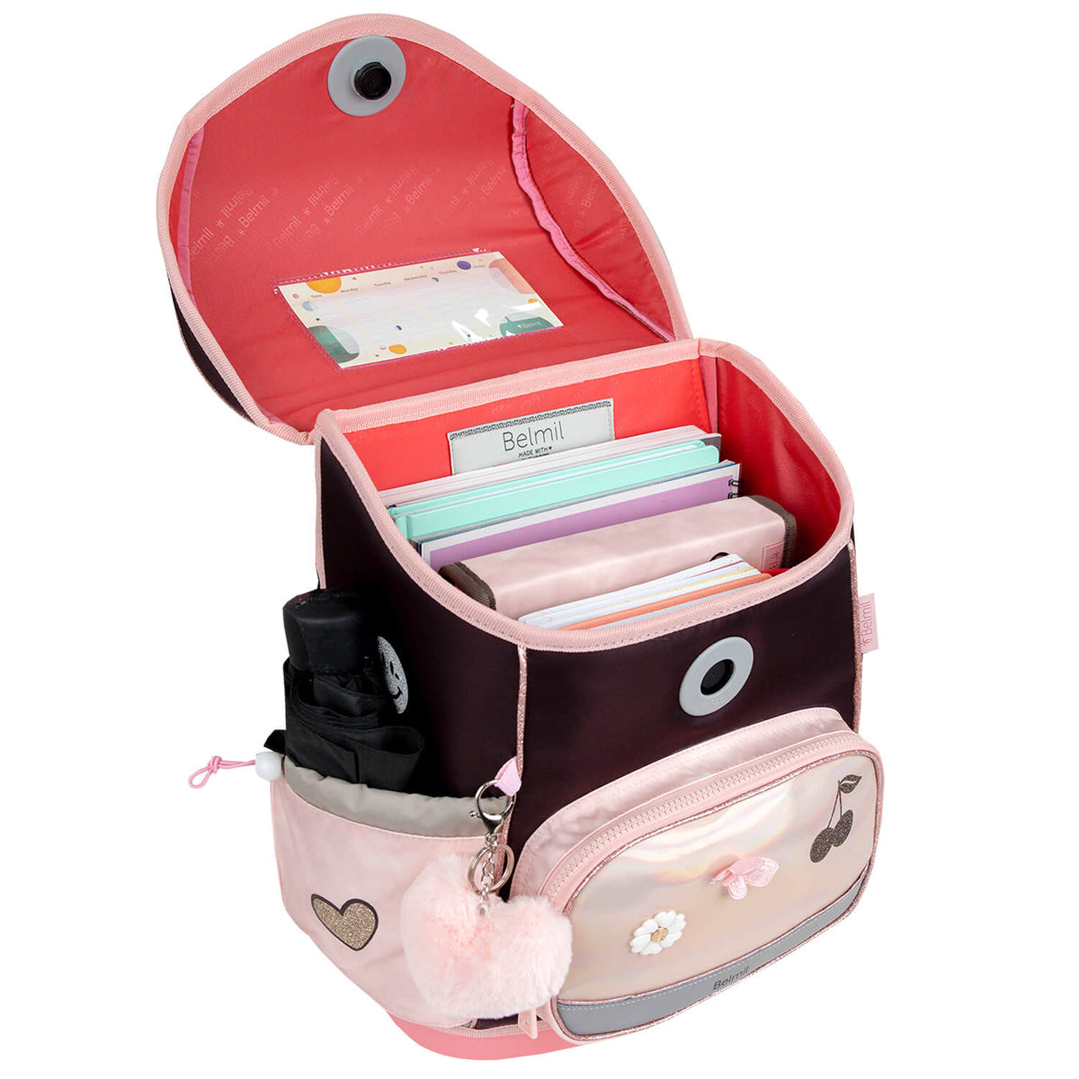 Colorful Premium Belmil School Bag Set for Girls – Compact Plus Glam schoolbag set 5 pcs with trendy designs for kids.
