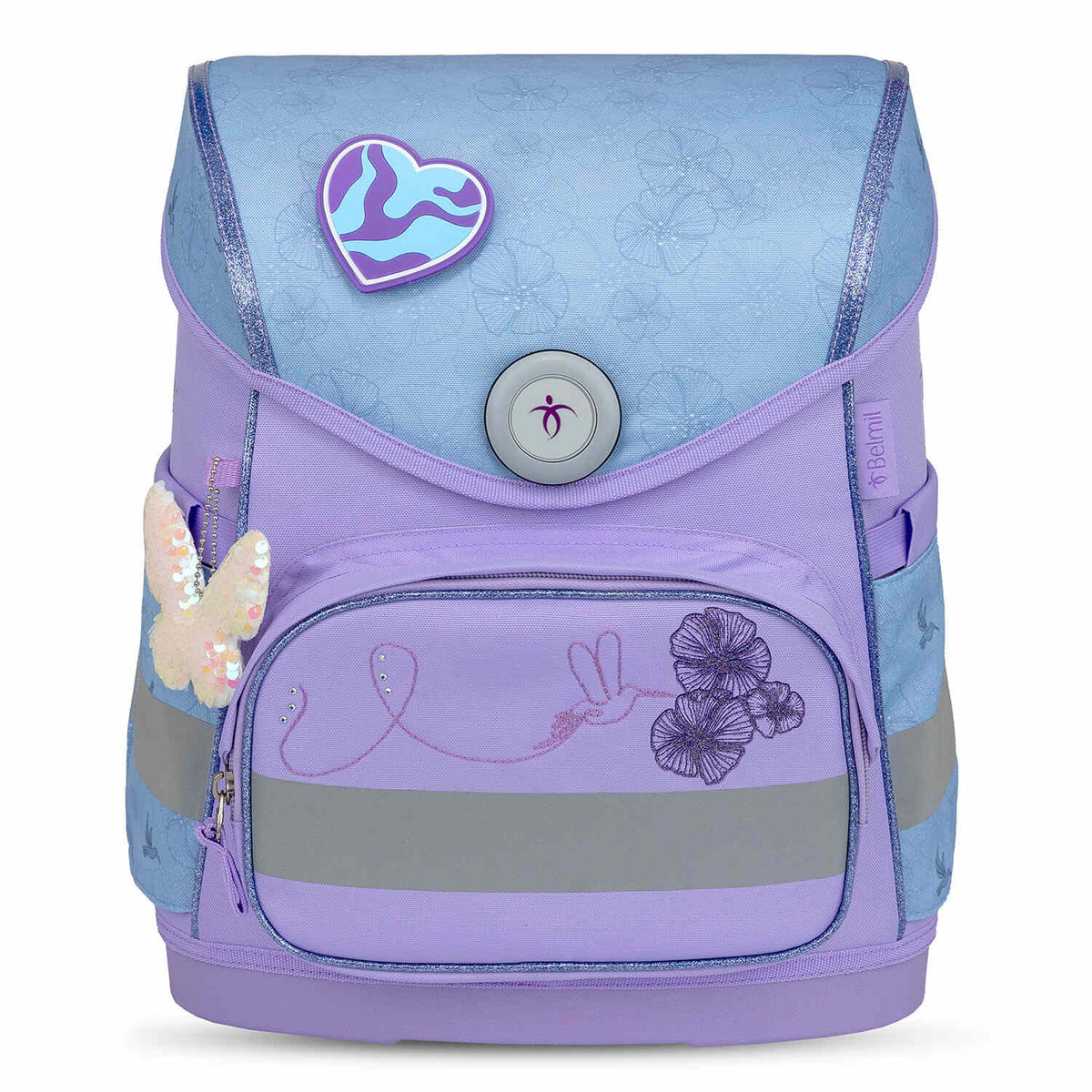 Ergonomic School Bag Set for Girls – Belmil Compact Tropical Hummingbird featuring the high-quality Fidlock magnetic closure.