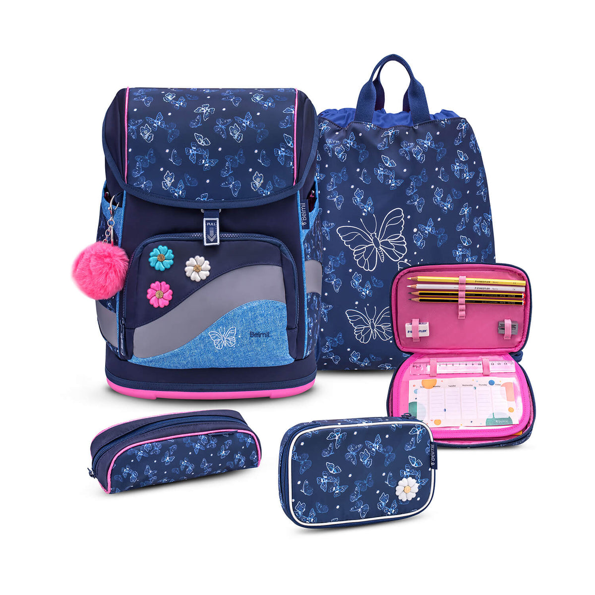 Premium Belmil School Bag Set for Girls – Smarty Plus Sapphire schoolbag set 5 pcs