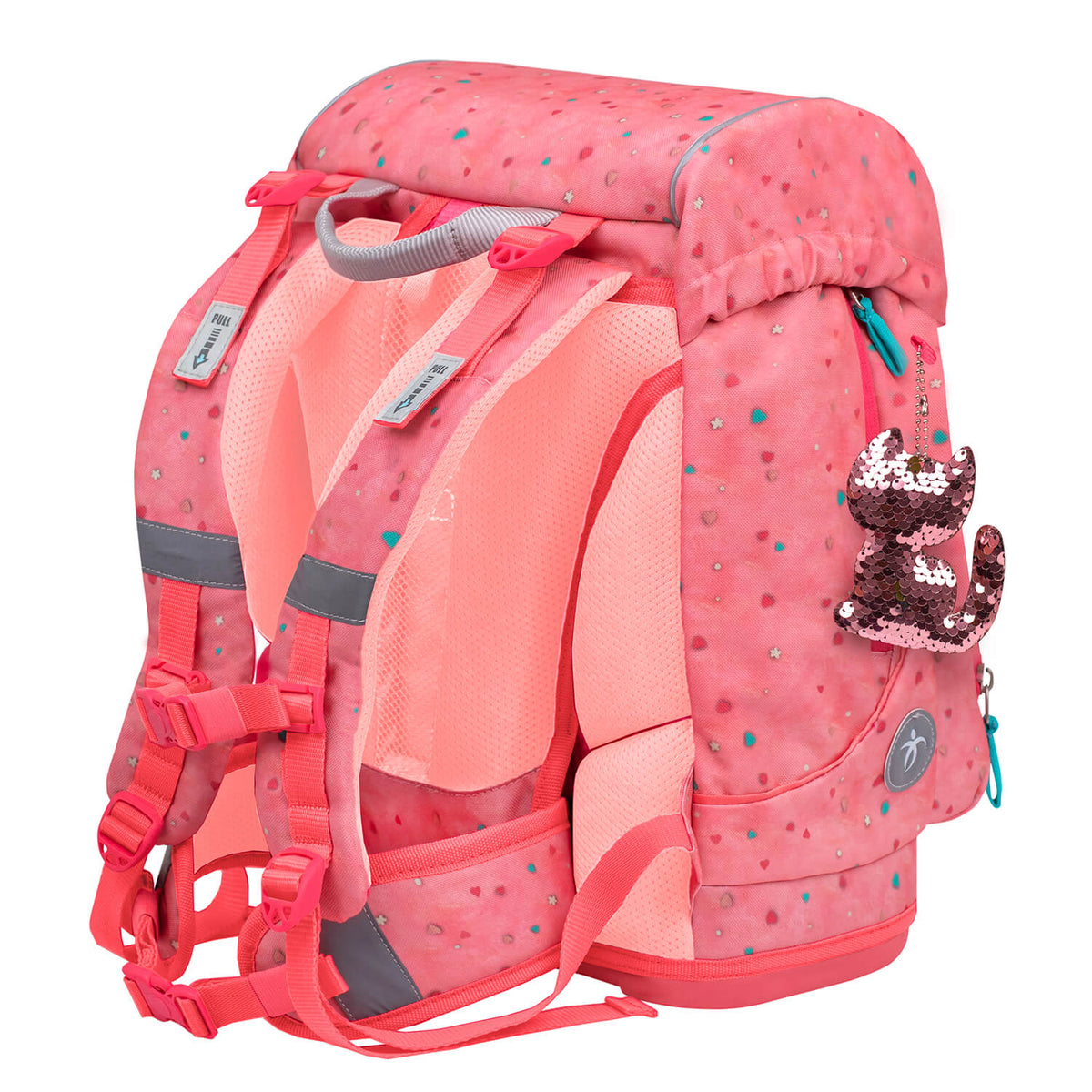 Ergonomic School Bag Set for Girls – Belmil Motion Blue Bird schoolbag set 5 pcs designed with vibrant patches for kids.