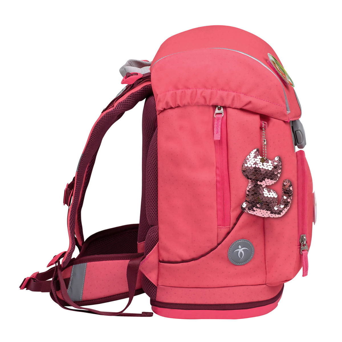Detail of the insulated front pocket of the Belmil Motion Sweet Candy Ergonomic School Bag Set – Made from Recycled Materials, 5 pcs, with 9 Interchangeable Patches, perfect for keeping snacks fresh.