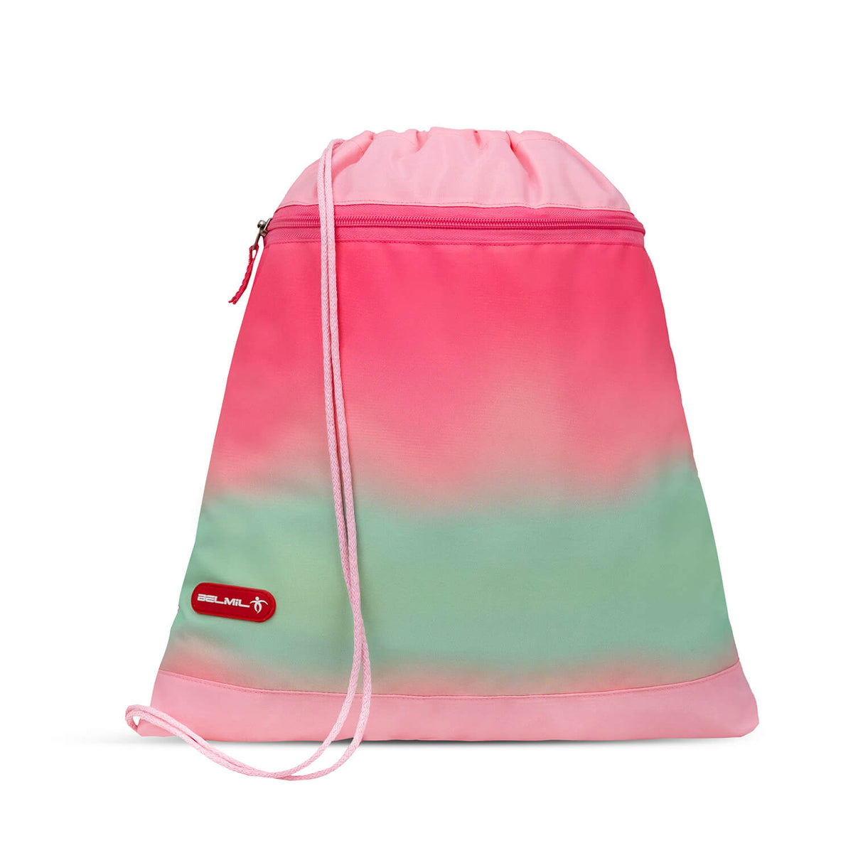 Comfortable design of the Belmil Classy Plus Ergonomic School Bag Set for Girls “Mint Rose Ombre” Design + Unicorn Raincoat – 6-Piece Back-Friendly Starter Set displayed.