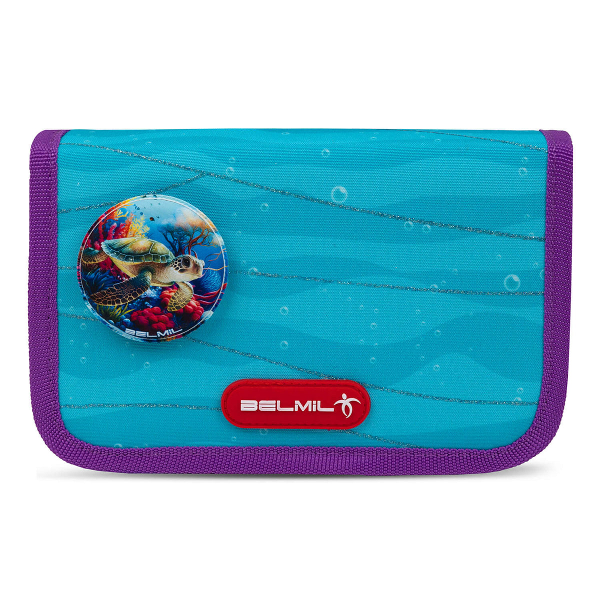 The full 6-piece set of the Belmil Classy Plus Ergonomic School Bag Set for Girls “Under The Sea” Design + Unicorn Raincoat – featuring bags and accessories.