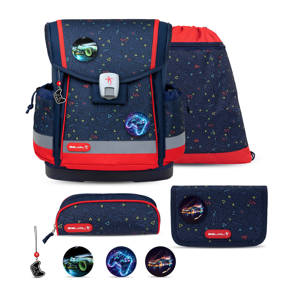 Ergonomic School Bag Set for Boys – Belmil Classy Plus Gamer School Bag Set 5 pcs.