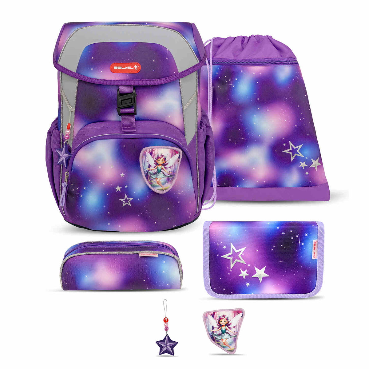 Ergonomic School Bag Set for Girls – Belmil Maxi Shining Fairy schoolbag set 5 pcs featuring a stylish design for kids.
