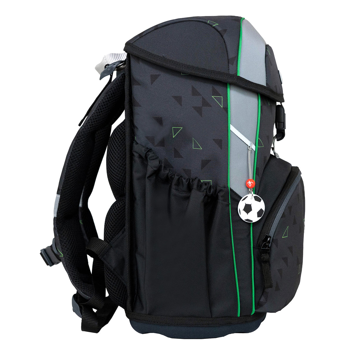 Belmil Maxi "Striker X" School Bag Set for Boys + Dinosaur Raincoat – 5-Piece Set including a stylish gym bag and pencil case.