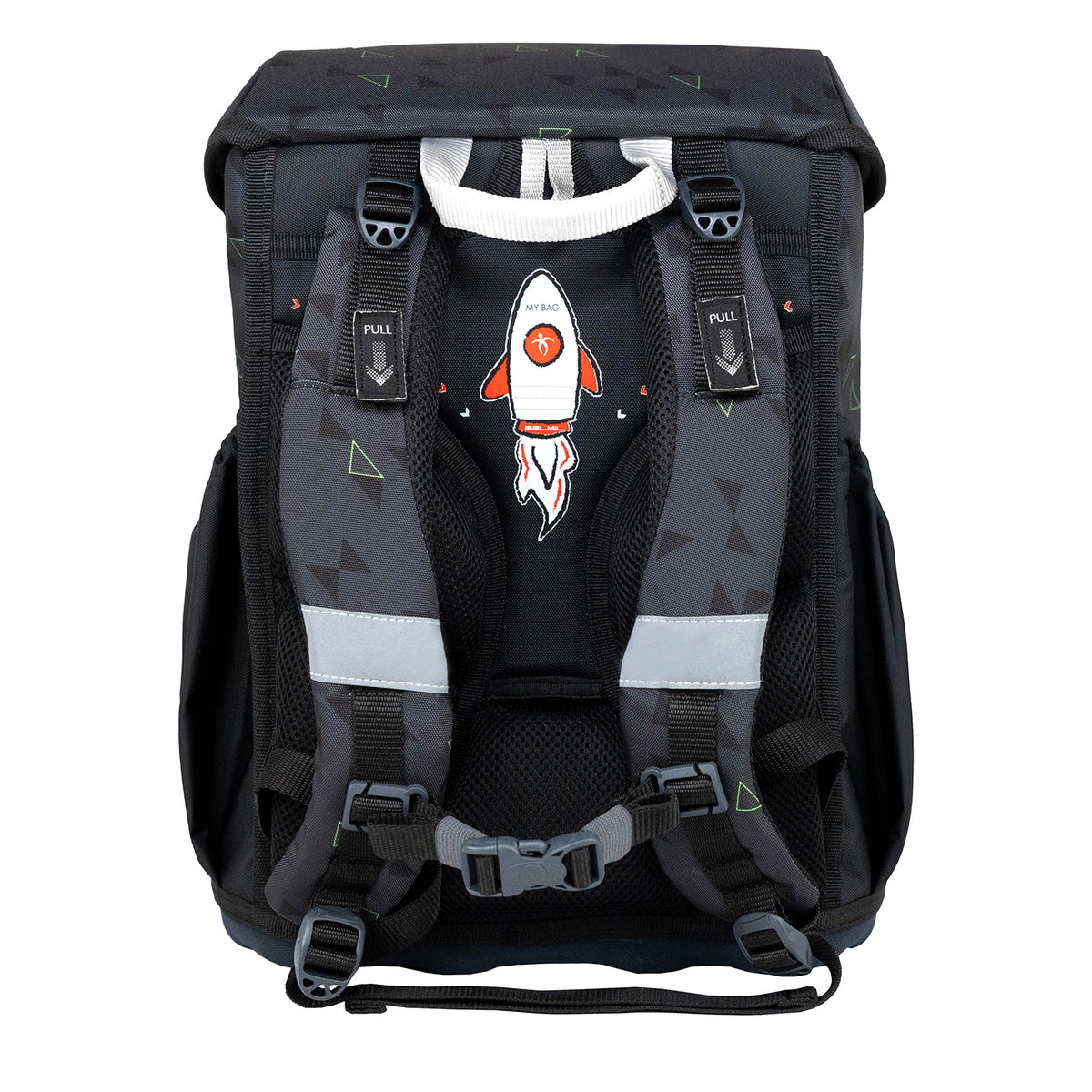 Ergonomic School Bag Set for Boys – Belmil Maxi Striker X School Bag Set 5 pcs displayed with all accessories including pencil pouch.