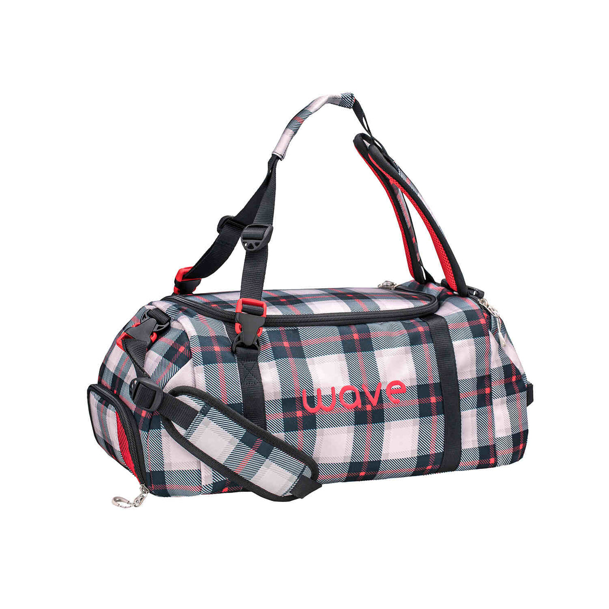 Wave Grey Red Pattern Sporttasche