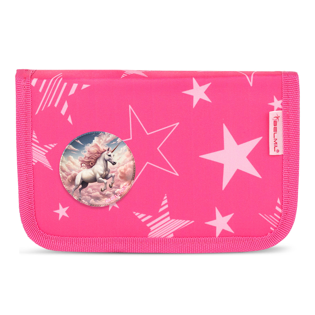The full set of the Belmil Compact Ergonomic School Bag Set “Starry Magic” including gym bag and pencil cases.