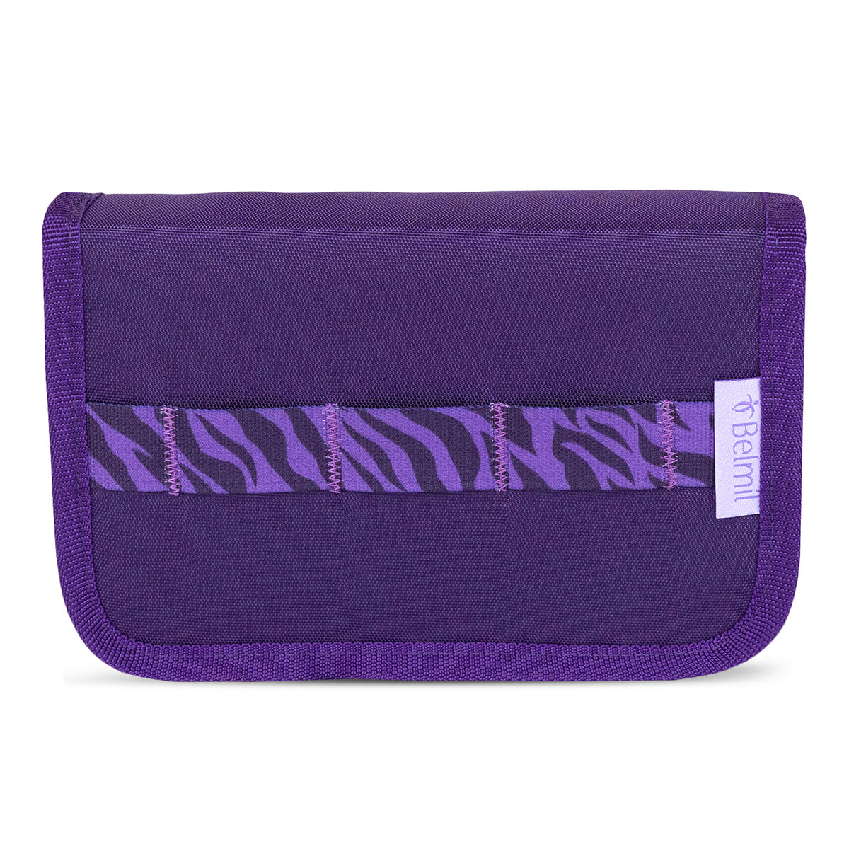 A colorful pencil case included in the Premium Belmil School Bag Set for Girls – Maxi Plus "Twilight Charm" schoolbag set + Unicorn Raincoat - 7-piece Set filled with quality stationery.