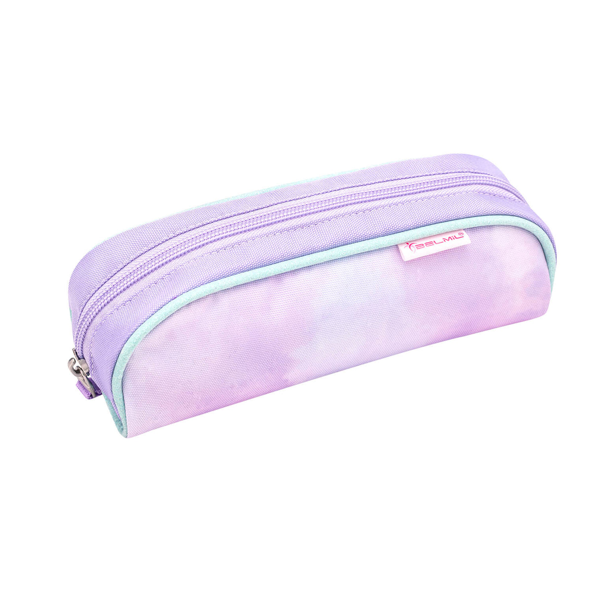 Colorful pencil case from the Ergonomic School Bag Set for Girls – Belmil Compact Rainbow Unicorn Magic schoolbag set 4 pcs, designed for organization.