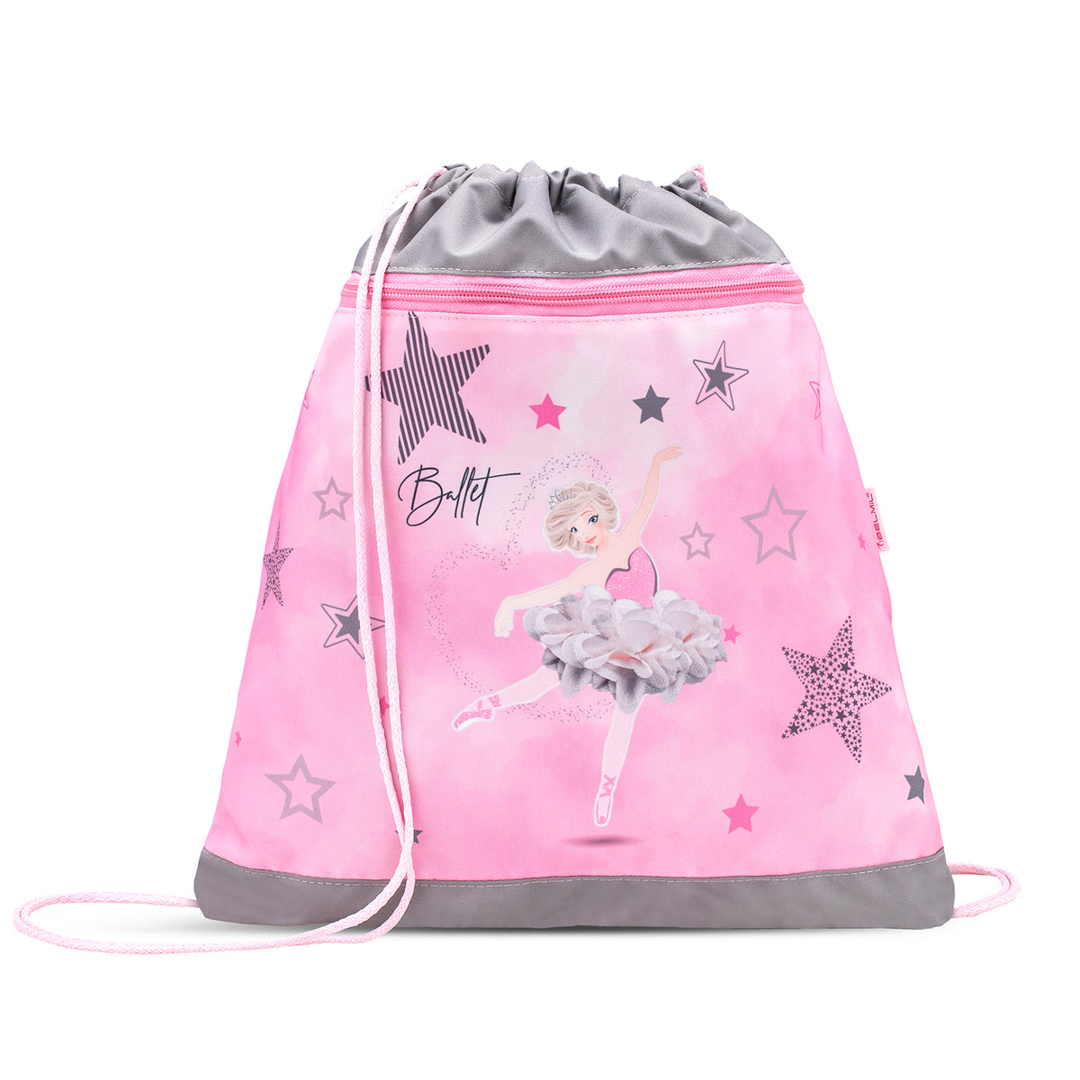 Complete look of the Belmil Classy Ergonomic School Bag Set for Girls “Ballet Light Pink” Design + Unicorn Raincoat – 5-Piece Back-to-School Bundle ready for school.