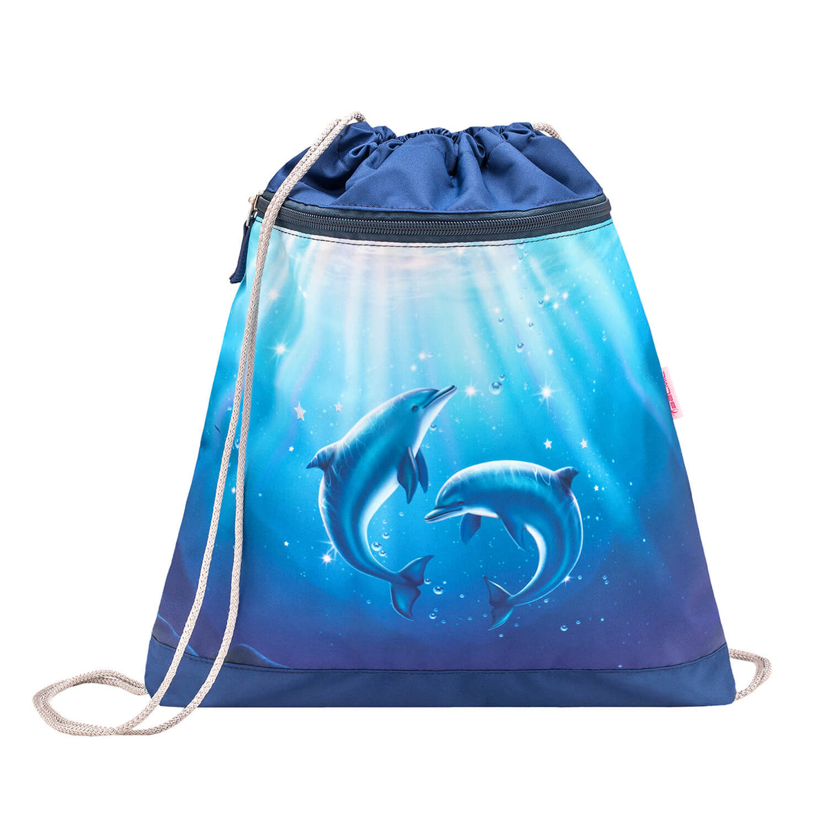 Complete view of Belmil Classy Dolphins Schoolbag set 4 pcs, perfect for first graders, featuring a stylish dolphin pattern.
