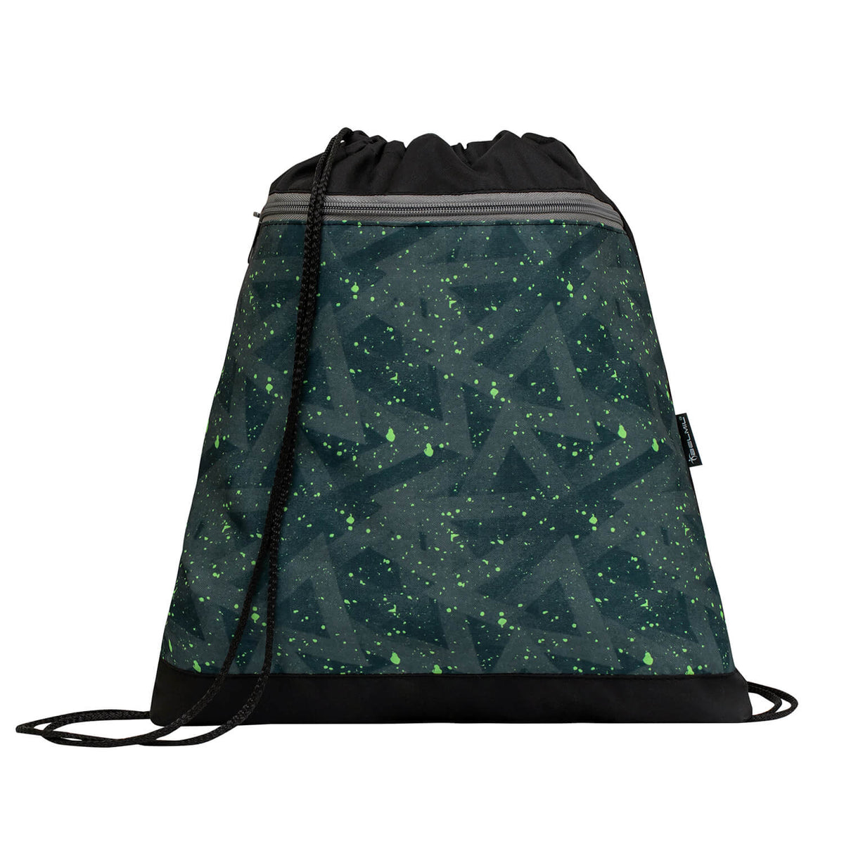 The unique dinosaur-themed patches of the Belmil Motion Green Splash school bag, ideal for adventurous boys.