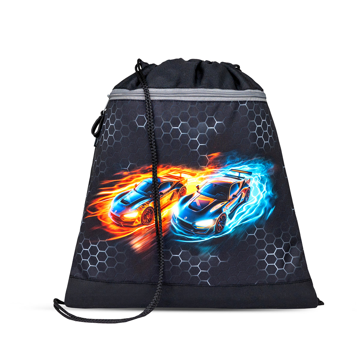 Full view of the Belmil Mini-Fit Ergonomic School Bag Set “Race It” showcasing the stylish racing-themed design suitable for boys in the 5-Piece Compact and Comfortable School Starter Set.