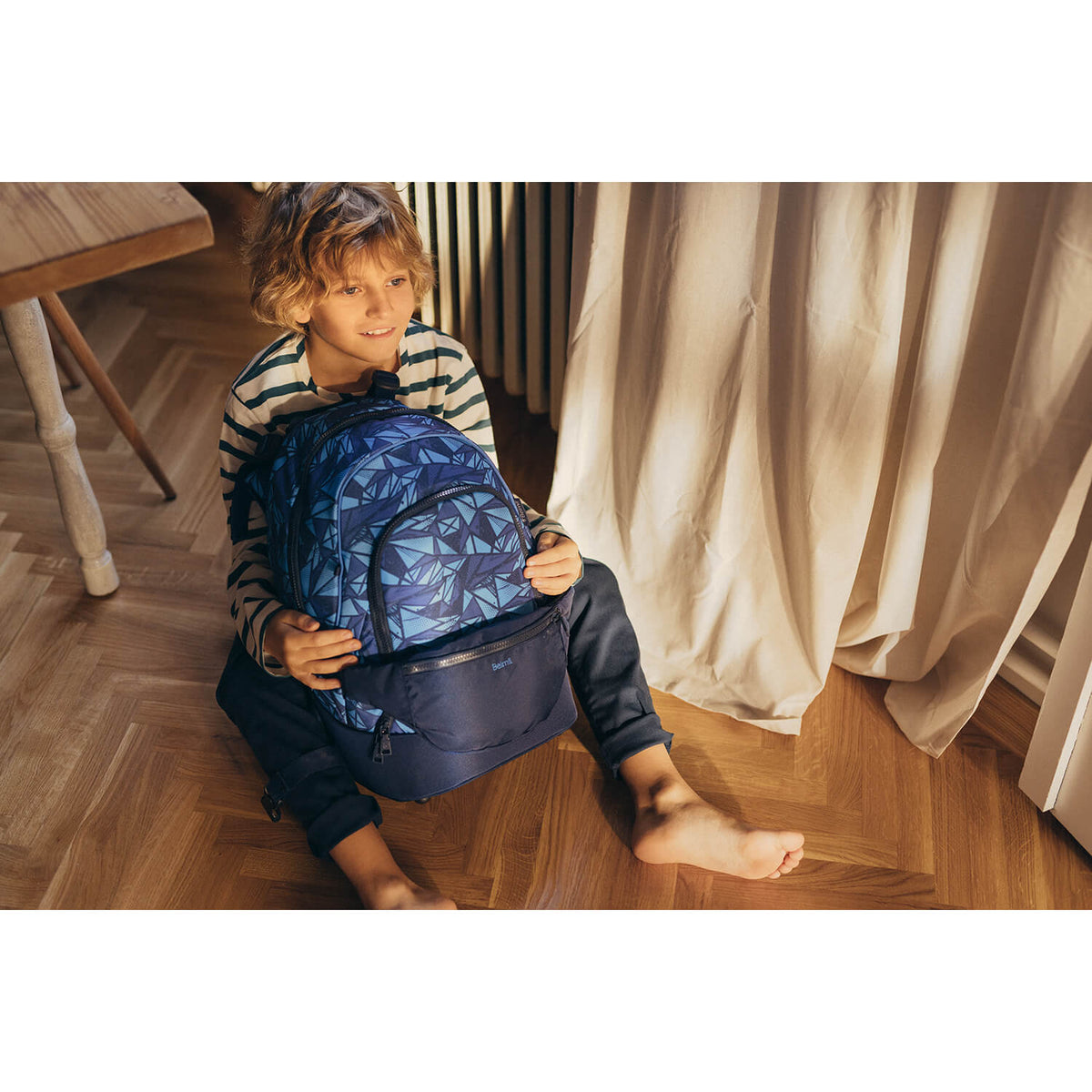 Premium Backpack & Fanny Pack Glacier Blue Schoolbag 2pcs