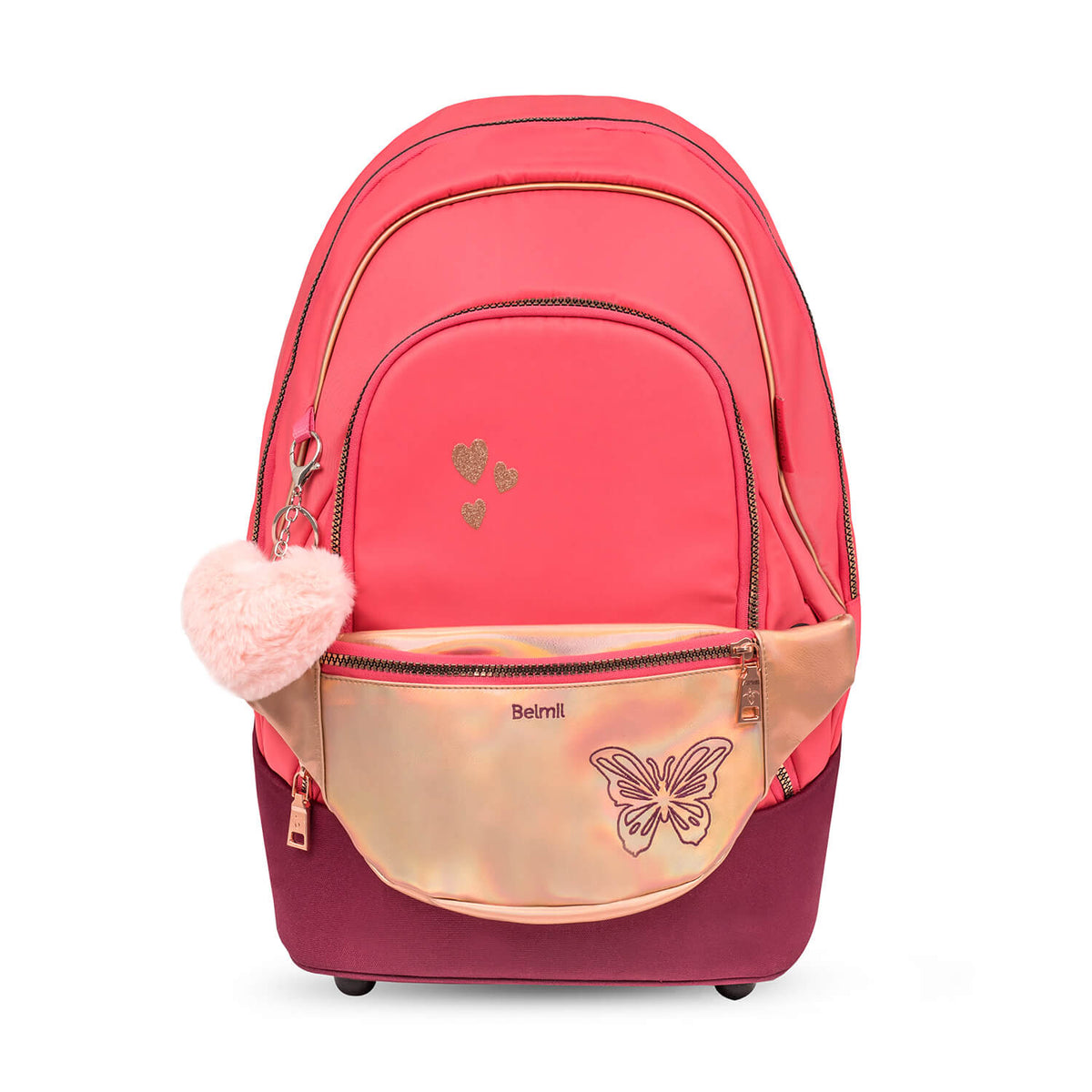 Premium Backpack & Fanny Pack Coral Schulranzen 2tlg.