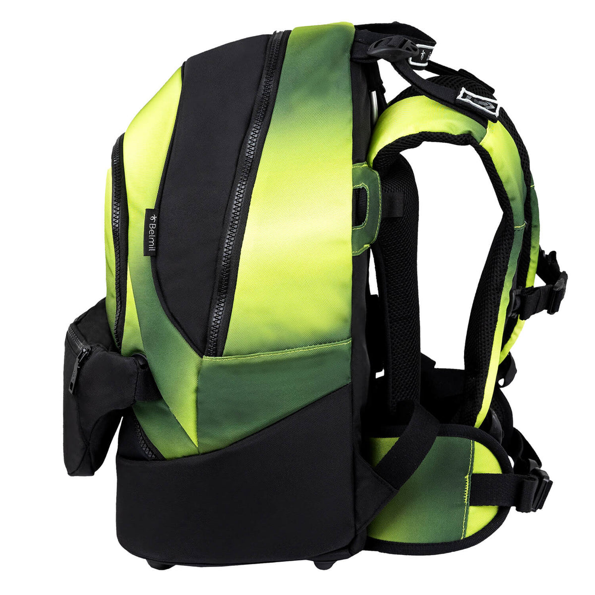Premium Backpack & Fanny Pack Black Green Schoolbag 2pcs.