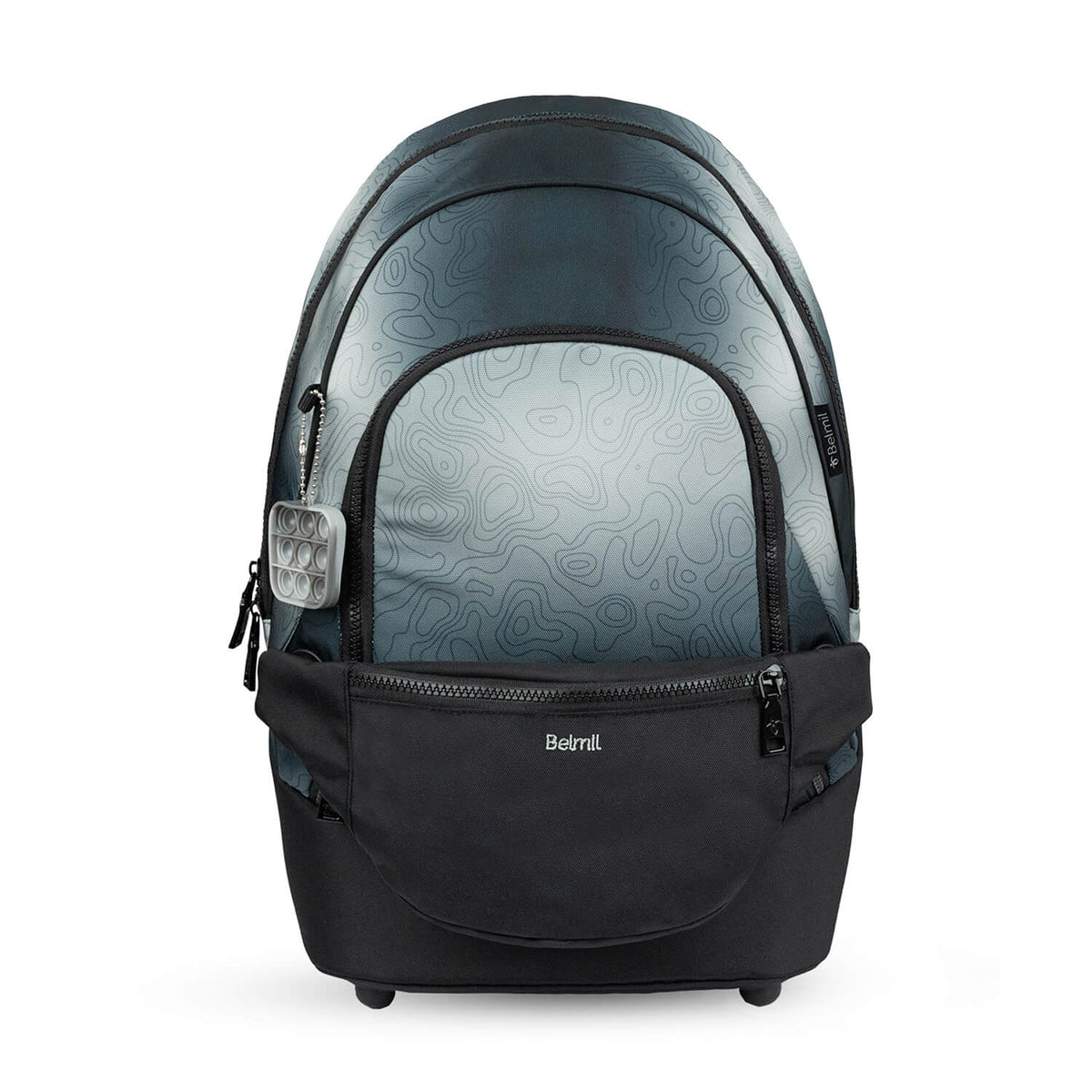 Premium Backpack & Fanny Pack Black Grey Schulranzen 2tlg.