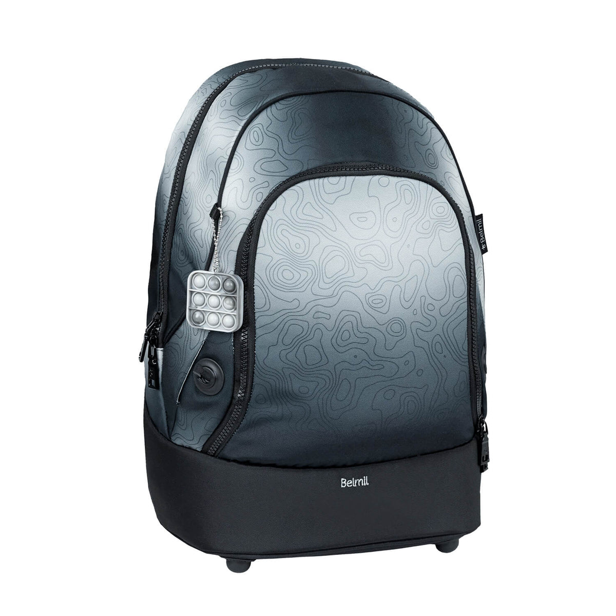 Premium Backpack & Fanny Pack Black Grey Schoolbag 2pcs.