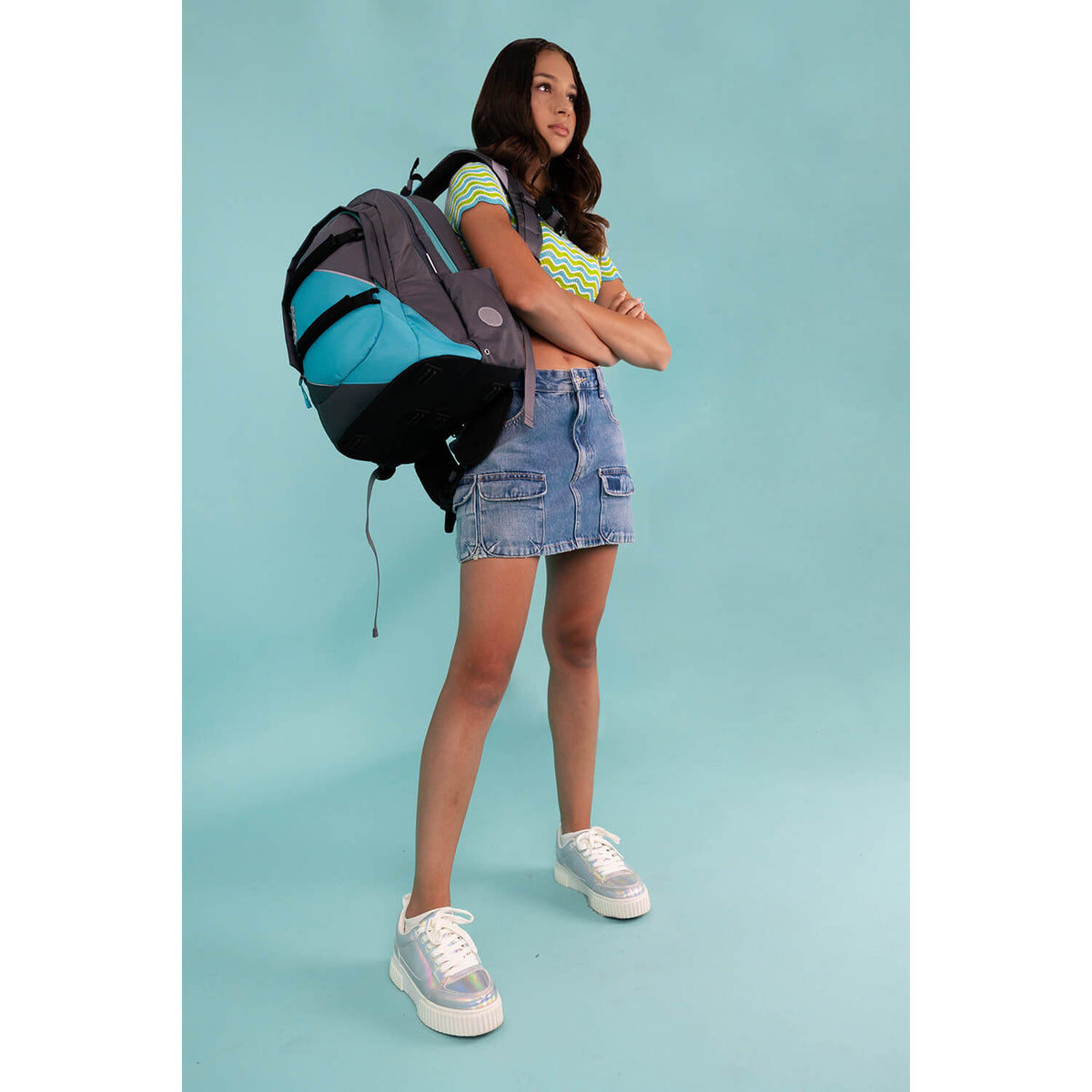 Wave Prime Grey Lagoon school backpack
