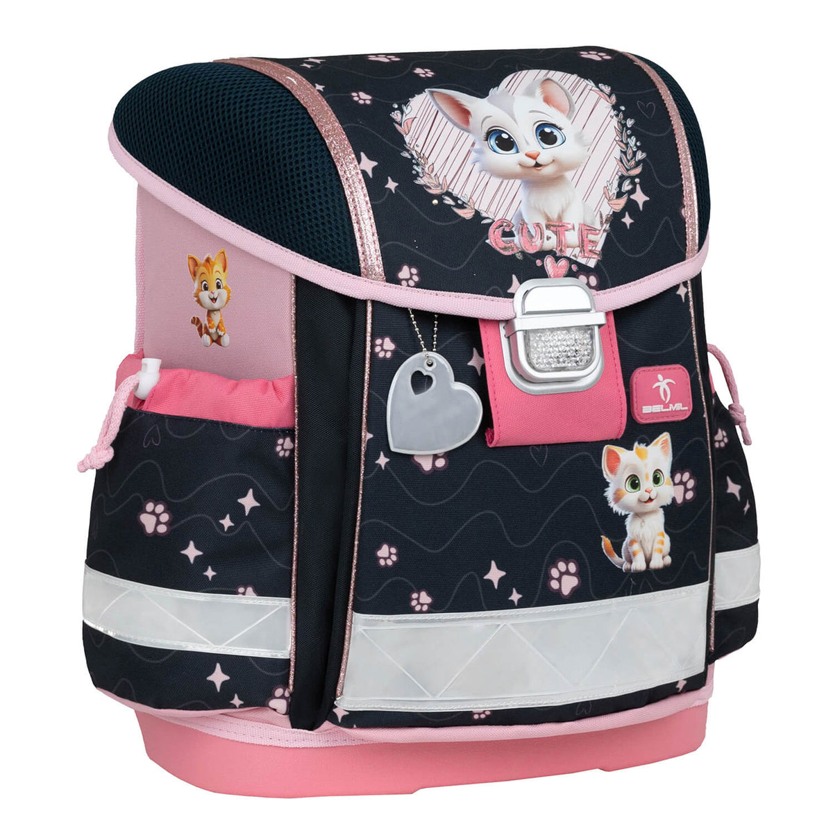 Lightweight and ergonomic design of the Classy Cute Kitten schoolbag set 4 pcs from Belmil.