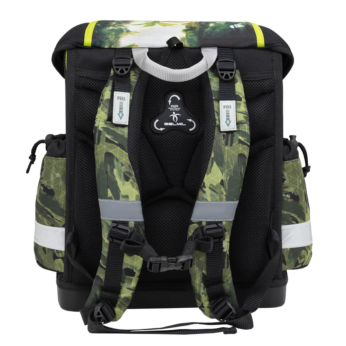 Complete 4-piece Ergonomic School Bag Set for Boys– Belmil Classy Lost World including gym bag and pencil cases.