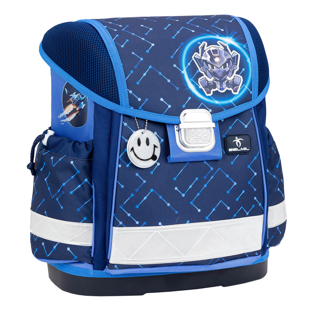 Spacious compartments of the Ergonomic School Bag Set for Boys– Belmil Classy Navy Blue Tech (4 pcs) for organization.