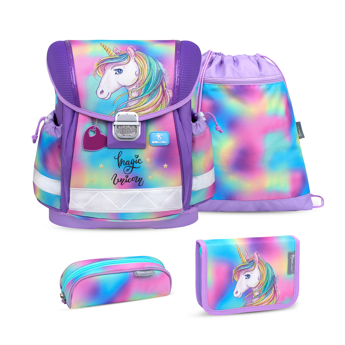 Classy Rainbow Color schoolbag set 4 pcs