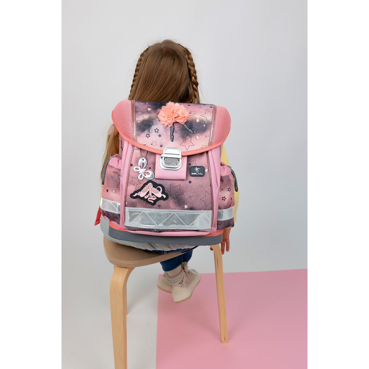 The Ergonomic School Bag Set for Girls – Belmil Classy Rose Ballet (5 pcs) with ergonomic design ensuring comfort and healthy posture.