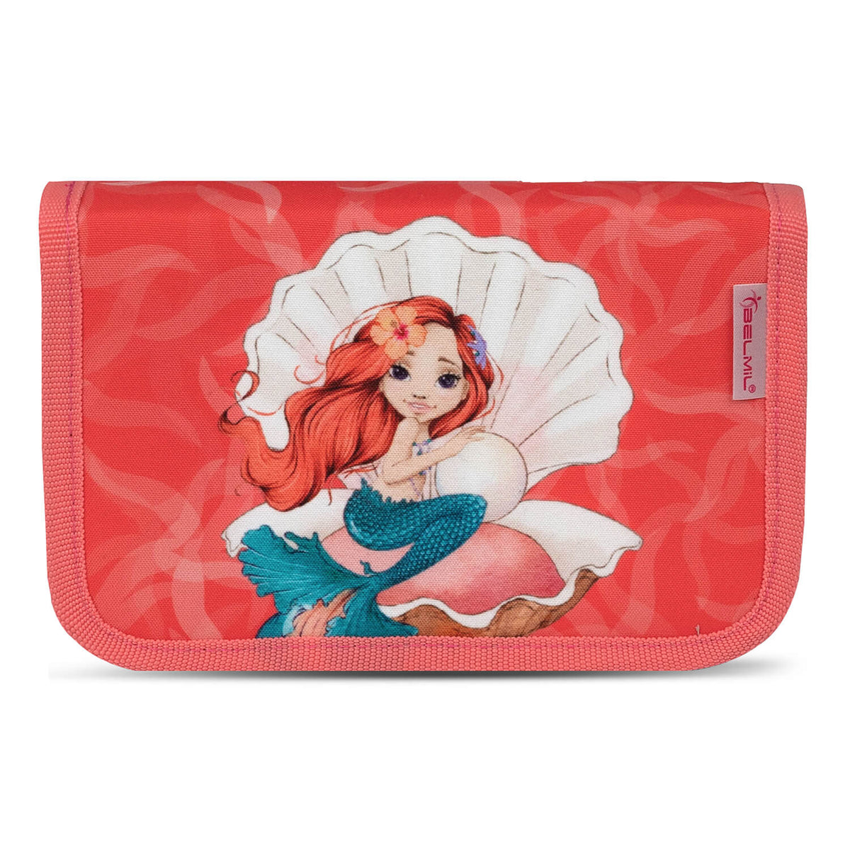 Fun and magical mermaid pattern on the Ergonomic School Bag Set for Girls – Belmil Classy Sea Queen (4 pcs) ideal for little ocean dreamers.