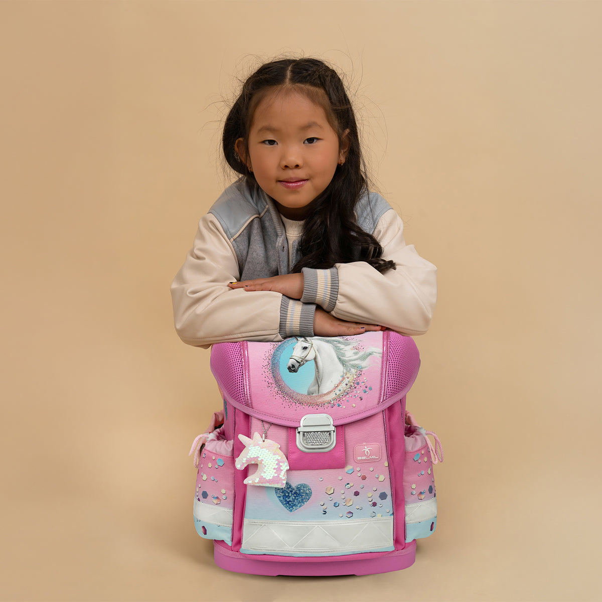 Ergonomic School Bag Set for Girls – Belmil Classy Dream Hooves - Pinky (4 pcs)