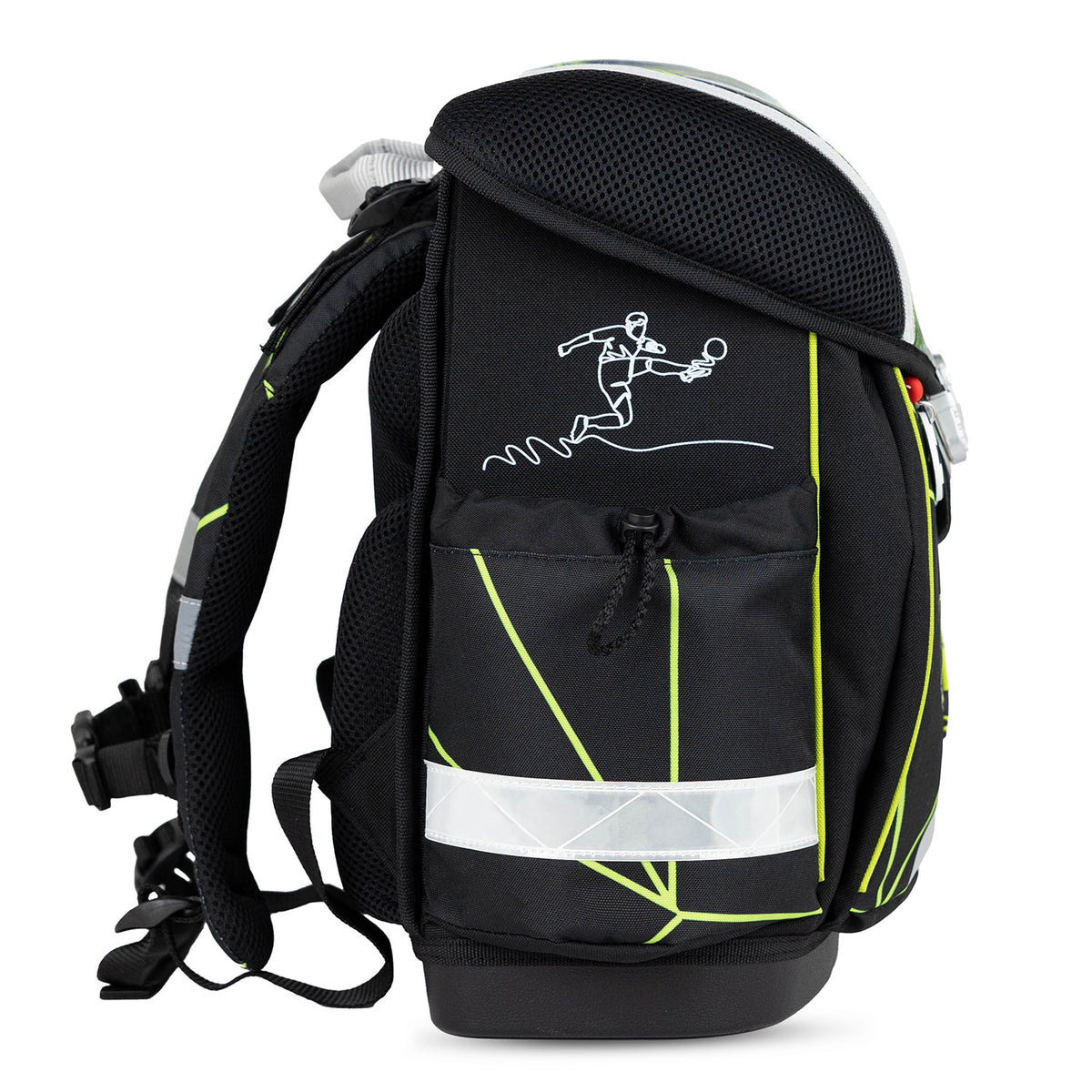 Dinosaur-themed raincoat from the Belmil Classy Ergonomic School Bag Set for Boys “Champion's Kick” Design + Dinosaur Raincoat – 5-Piece Back-to-School Bundle, showing its expandable back.
